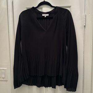 Current Air Black Mini Pleat Bell Sleeve Blouse